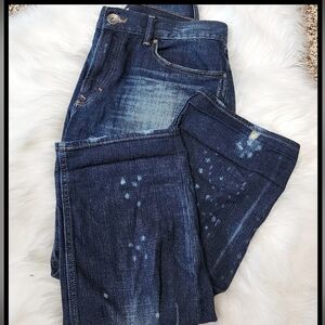 Banana Republic Dark Wash Distressed Blue Jeans, Size 30